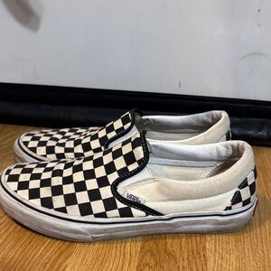 Vans Black and White Checkered Slip-Ons wide